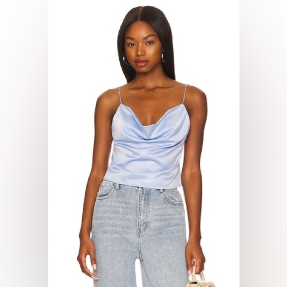 superdown tory beaded strap draped neck cami tank